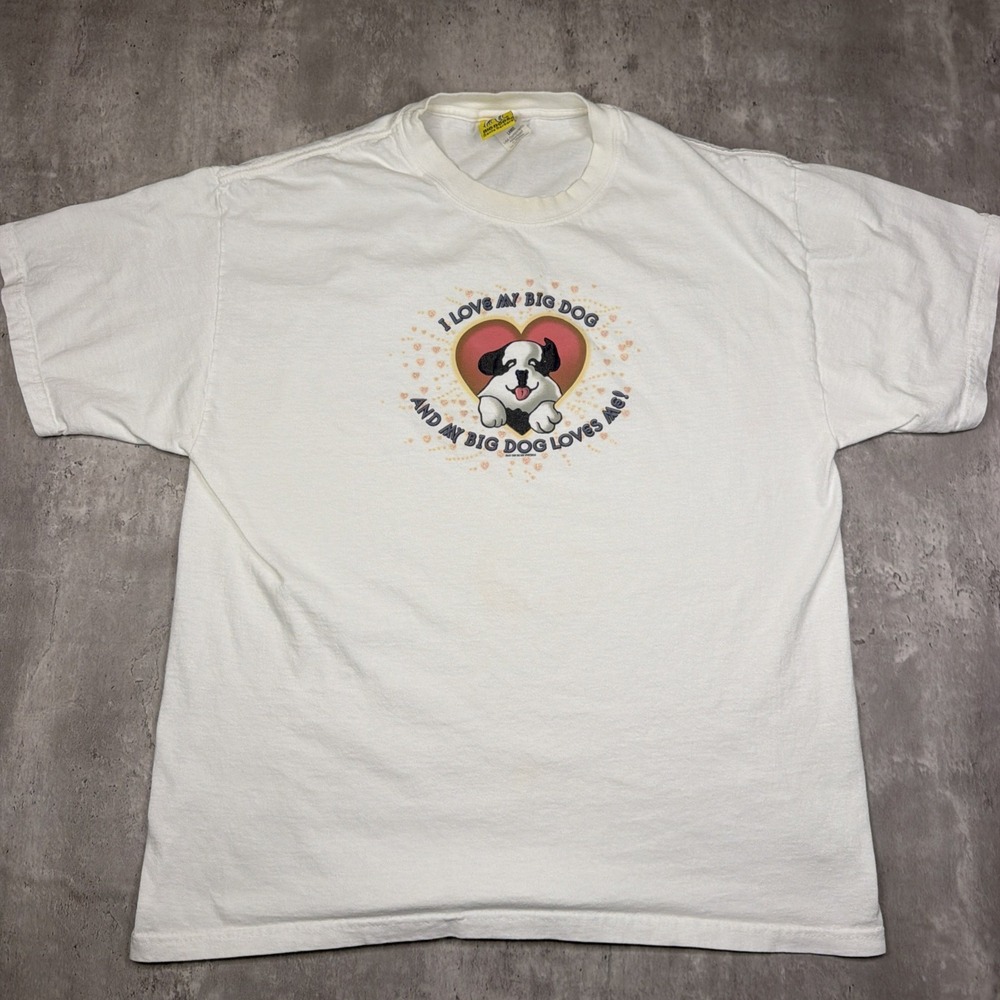 Vintage 2000 Big Dogs Shirt Size Large I Love My Big Dog Center Logo USA